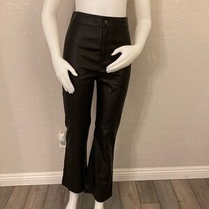 Free People Black Vegan Leather Flare Pants Size 6